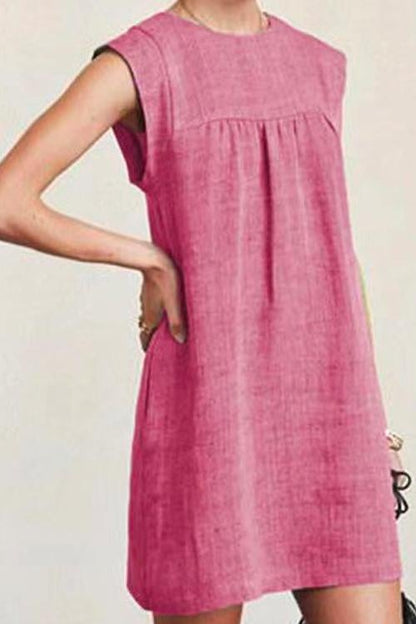 Damklänning Baby Doll Av Bomull och Linne För Avslappnad Stil-1