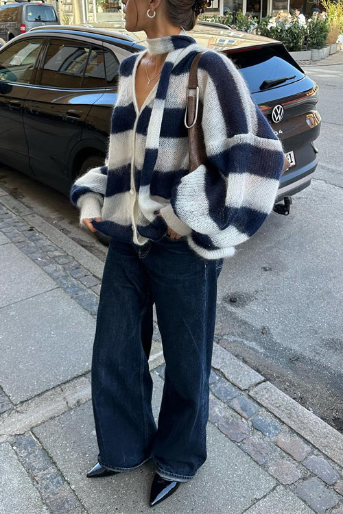 Dam Tröja med Lykta Ärmar Färgblockad Bomull och Polyester-2