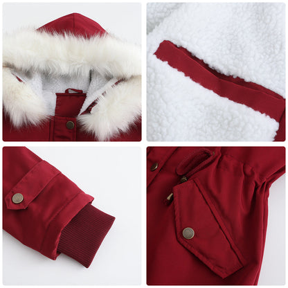 Kvinnor Parka Kappa Lång Polyester Med Avtagbar Krage-5