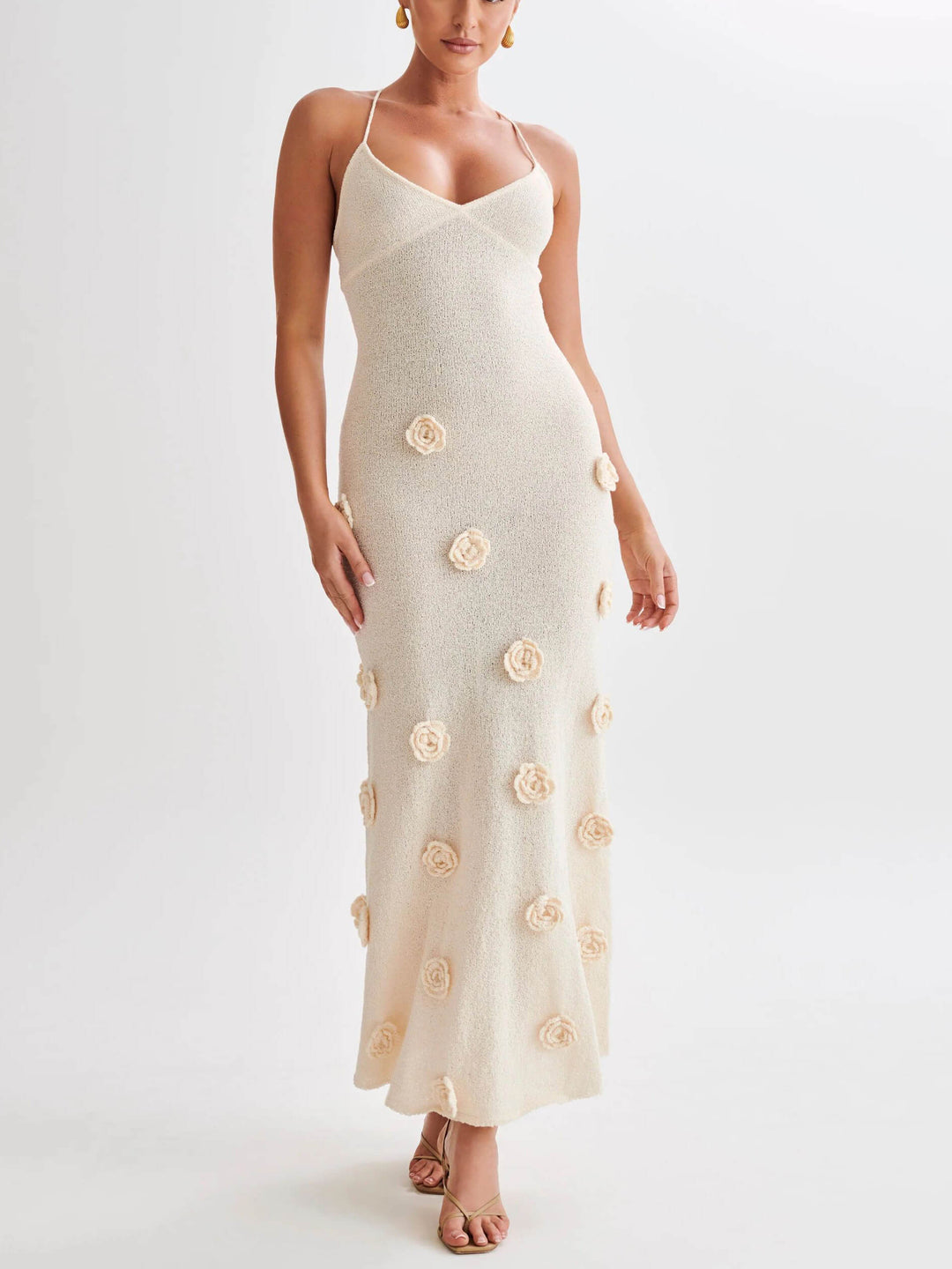 Kvinnors Rygglös Klänning Polyester Elasthan Elegant-3