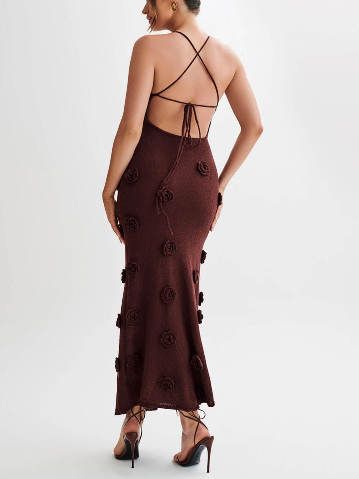 Kvinnors Rygglös Klänning Polyester Elasthan Elegant-6