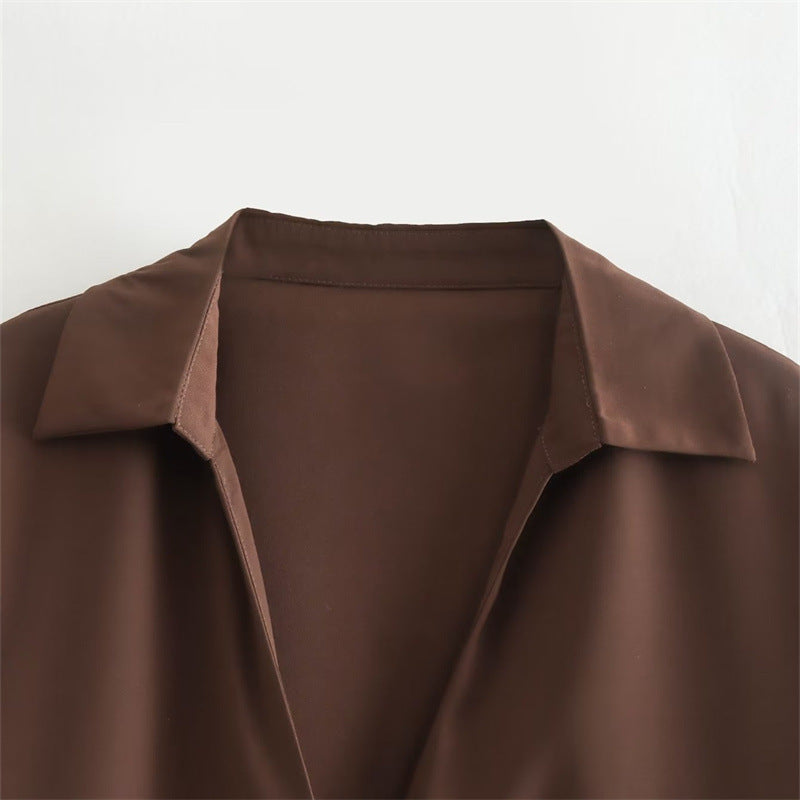 Stickad Dam Tröja Långärmad Polyester med Fjäderdetalj-5