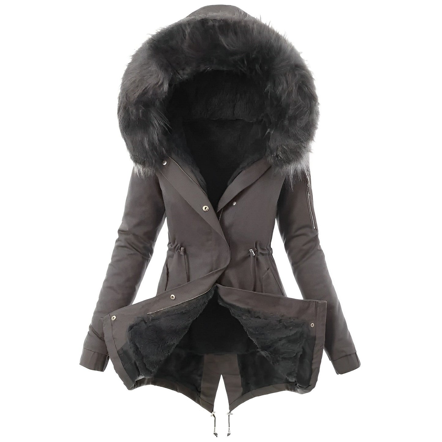 Dam Vinterjacka Lång Isolerad Elegant Syntetisk-5