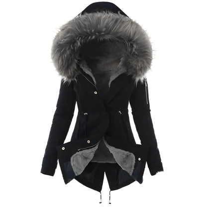 Dam Vinterjacka Lång Isolerad Elegant Syntetisk-6