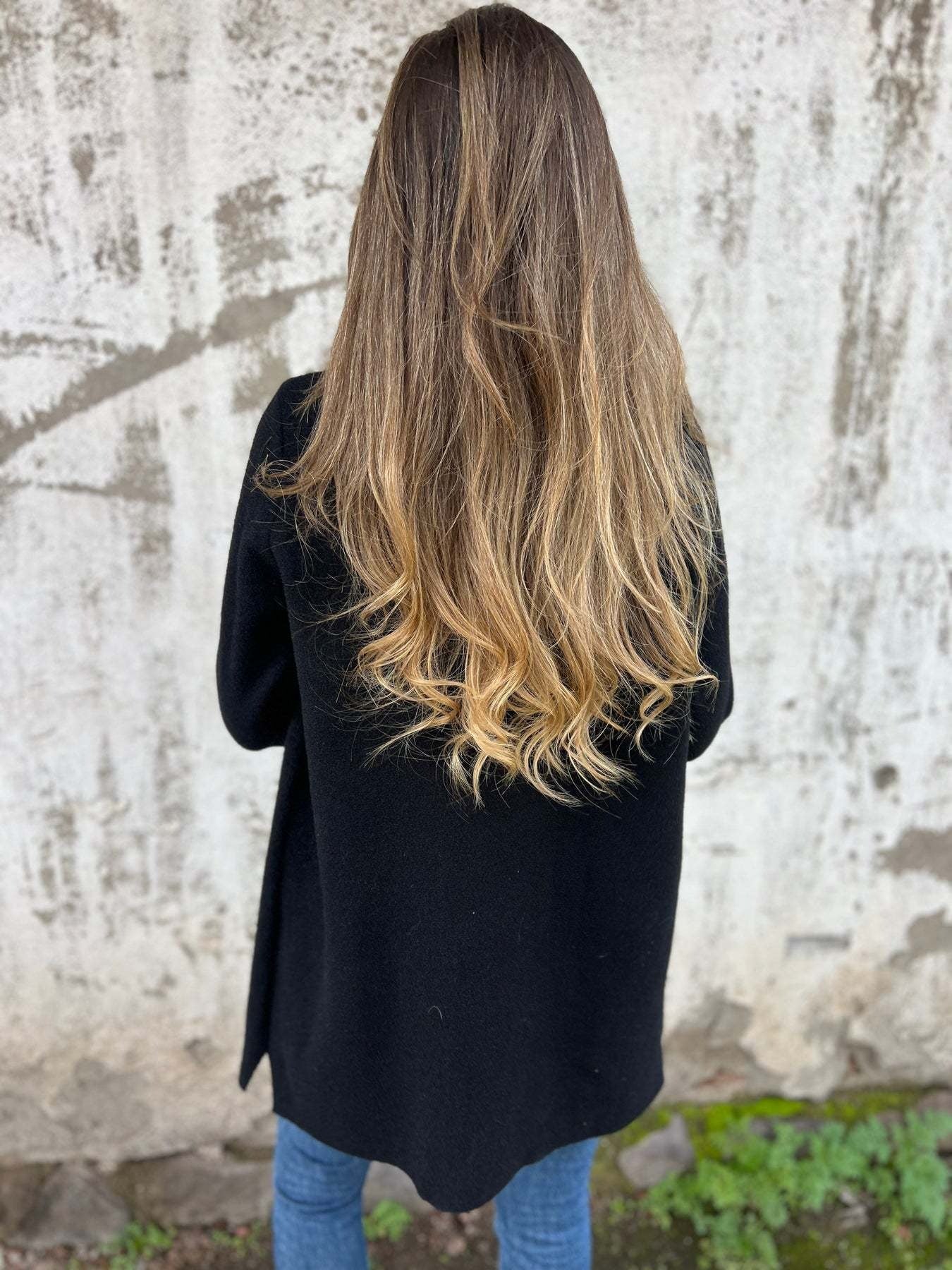 Kvinnojacka Avslappnad Stickad Design med Knappar-2