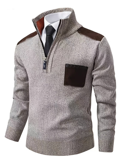 Variant image for Dam Tröja Färgblockdesign med Kvart Blixtlås och Stand-Up Krage i Flexibelt Tyg-6