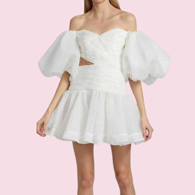 Variant image for Dam Miniklänning Puffärmar Organza Elegant Silhuett-6