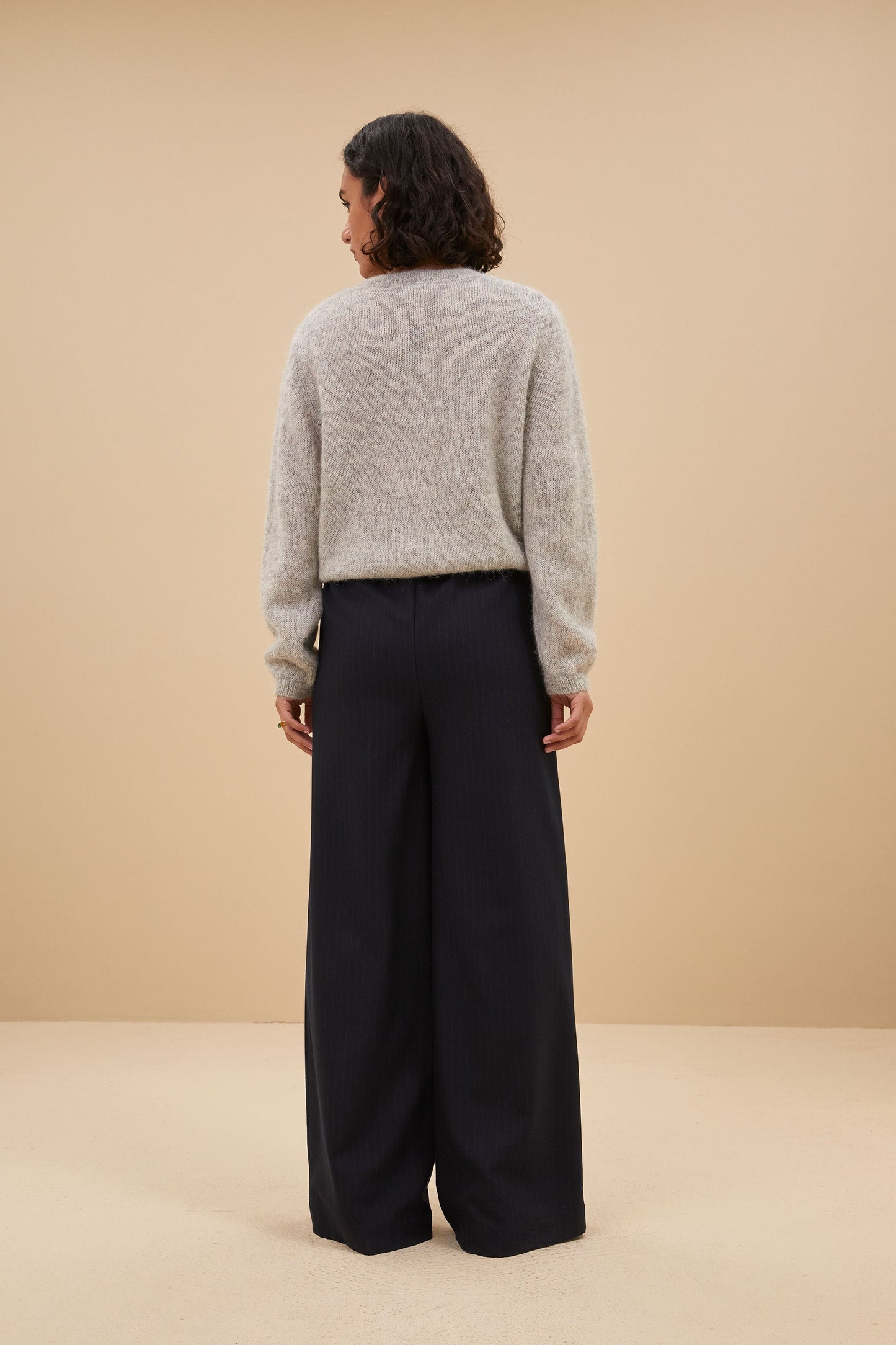 Dam Cardigan Tidlös Akryl Melee Natur-3