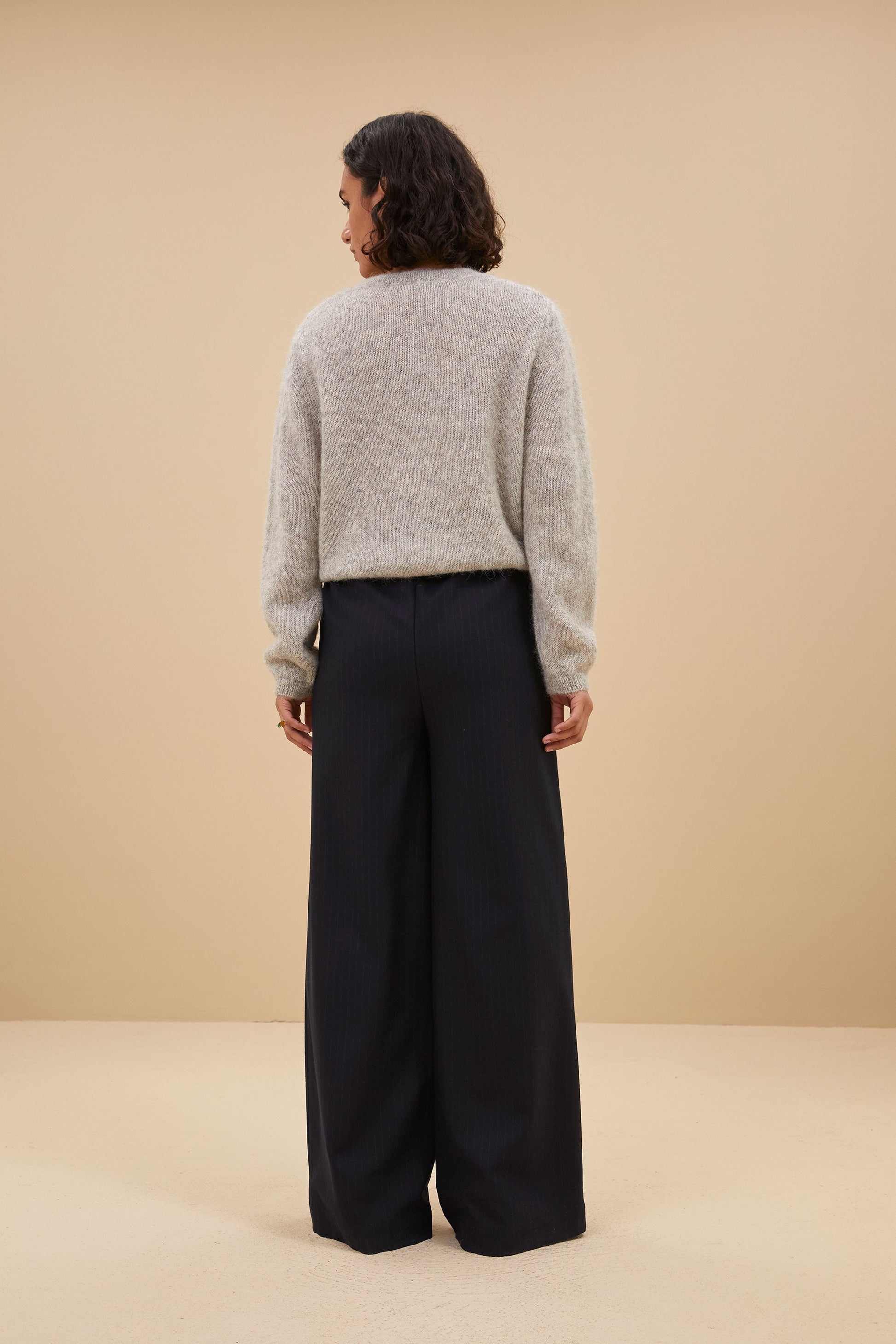 Dam Cardigan Tidlös Akryl Melee Natur-3