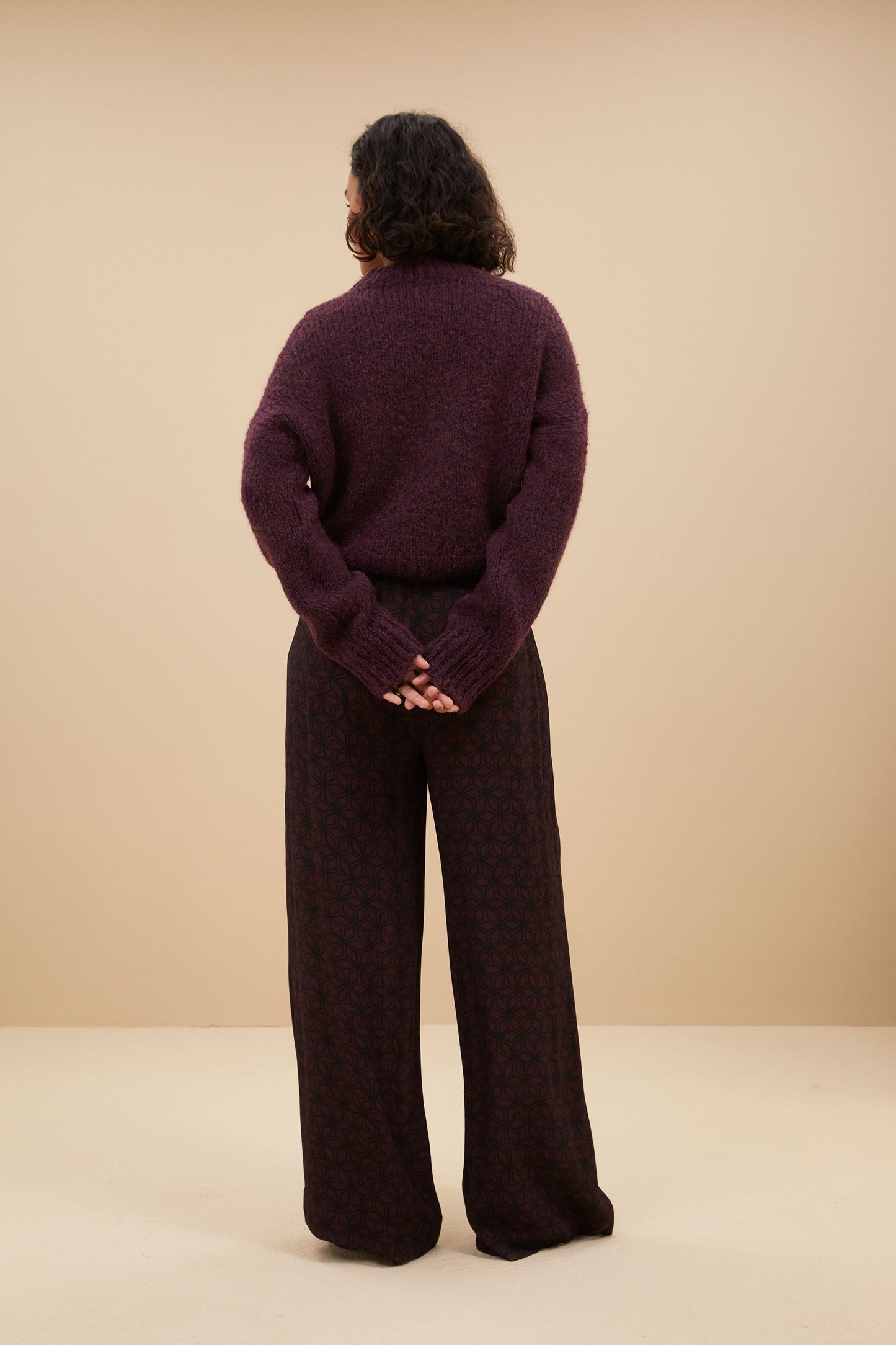 Dam Stickad Tröja Utbredd Högkvalitativ Bomull-3