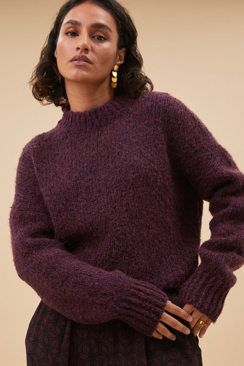 Dam Stickad Tröja Utbredd Högkvalitativ Bomull-1