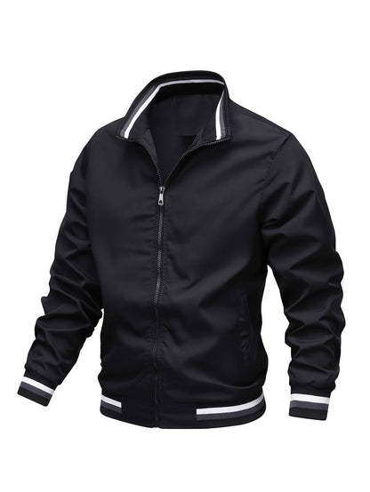 Herrjacka Bomber Randig Polyester för Höst och Vår-6