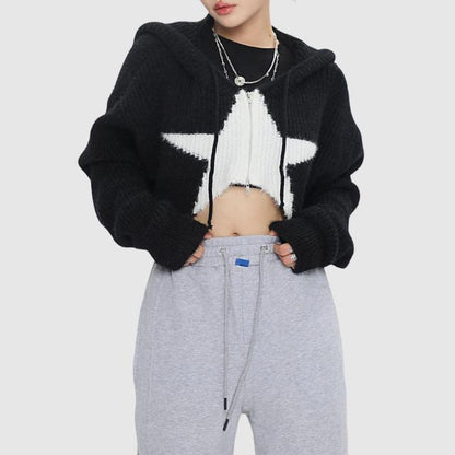 Dam Knickhoodie Kort Passform Stjärnmönster Polyester 8