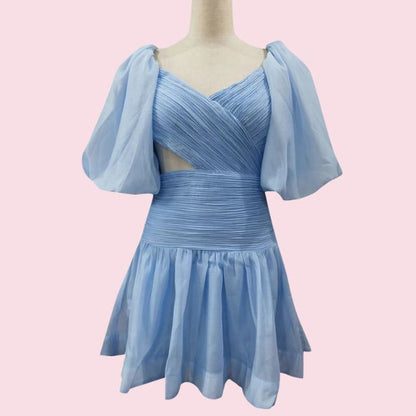 Variant image for Dam Miniklänning Puffärmar Organza Elegant Silhuett-16