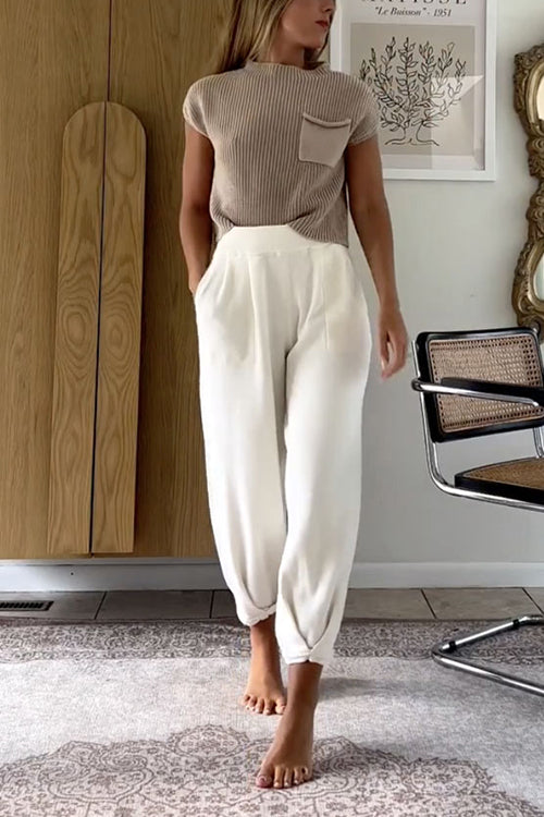 Dam Harembyxor Set Mockneck T-shirt Bomull Polyester-2