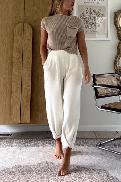 Dam Harembyxor Set Mockneck T-shirt Bomull Polyester-2