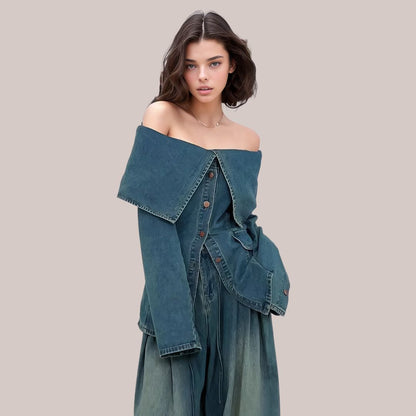 Variant image for Damjacka Denim Klassisk Bomull Trendig Jacka för Dam-1