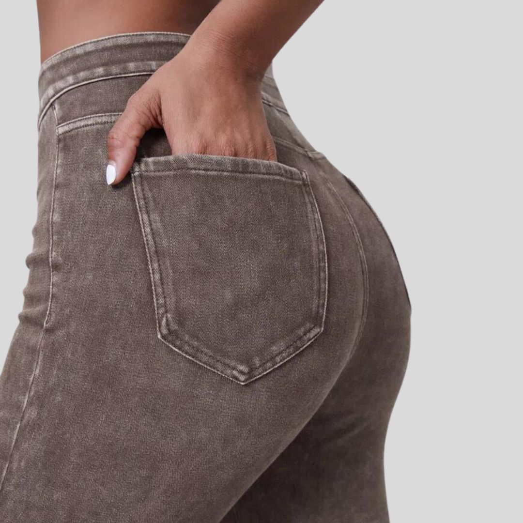 Damjeans Hög Midja Super Flare Stretch Denim-6