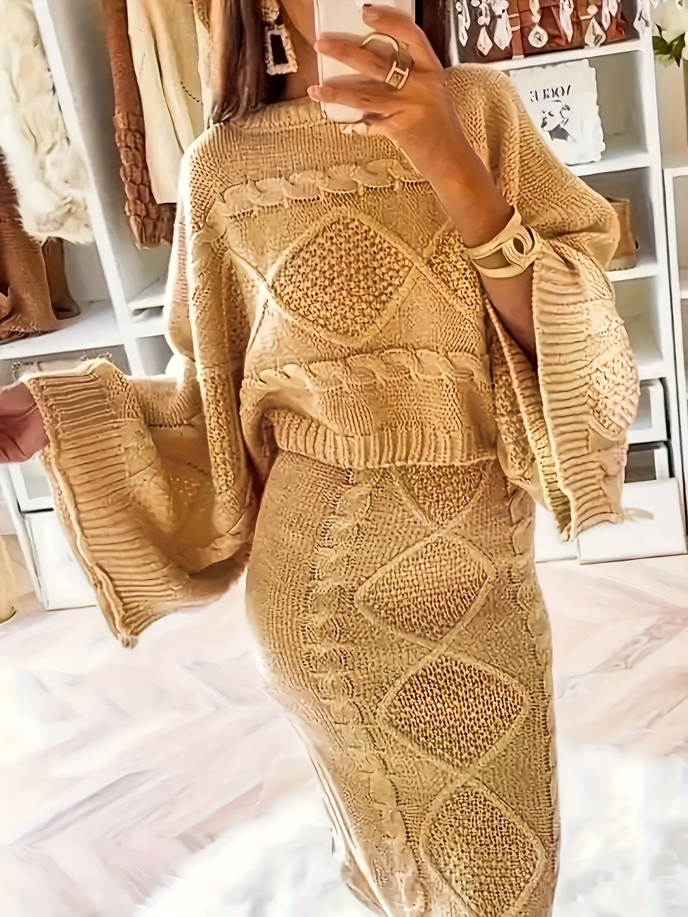 Dam Tröja Tvådelad Hög Krage Lång Ärmar Högkvalitativt Tyg-1