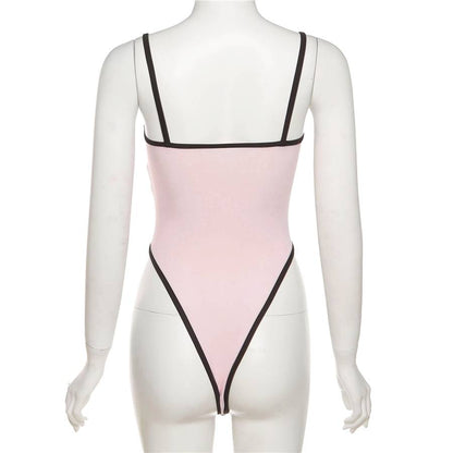 Dam Bodysuit Randig Ärmlös Spaghetti Band Polyester Spandex 5