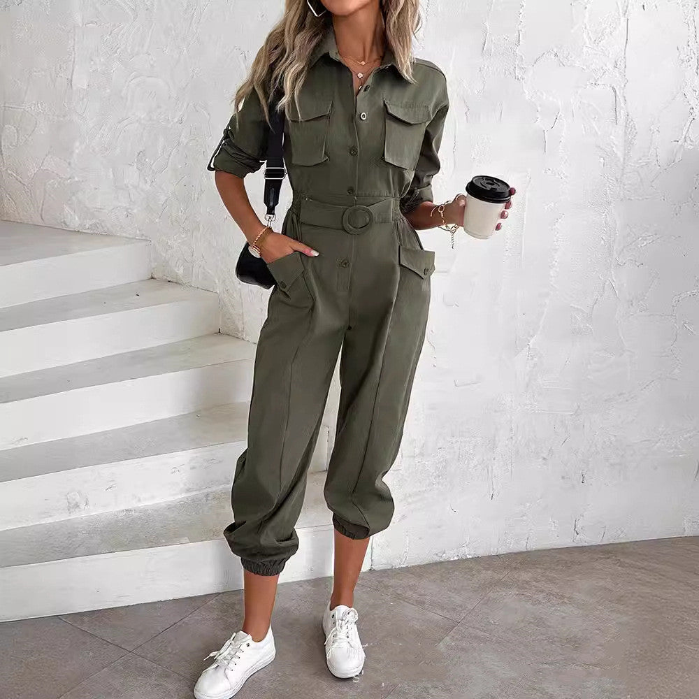 Kvinnors Jumpsuit Långärmad Polyester Elegant Stil-5