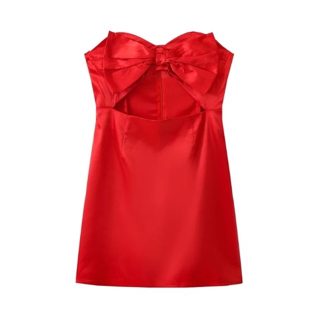 Dam Miniklänning Med Slinga Front Polyester Elegant Smal Silhuett-4