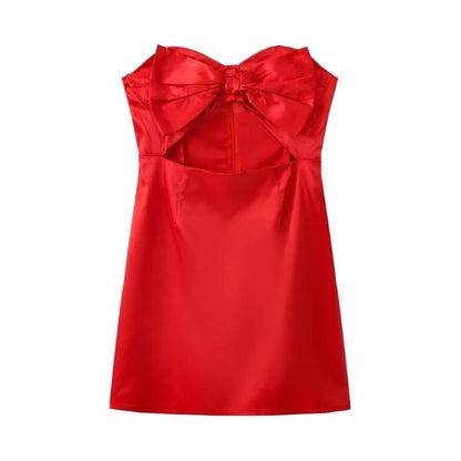 Dam Miniklänning Med Slinga Front Polyester Elegant Smal Silhuett-4