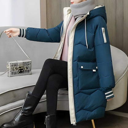 Dam Kappa Lång Vadderad Polyester för Kalla Vinterdagar-4