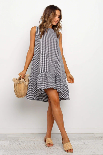 Variant image for Damklänning Midi Ruffle Design Randig Bomull-9