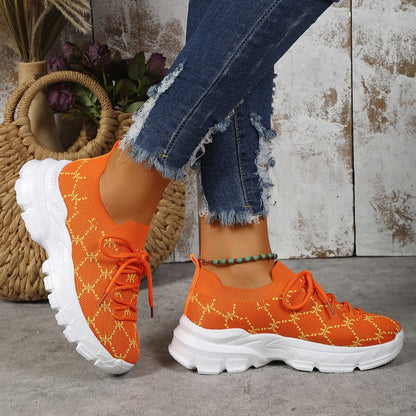 Dam Sneakers Casual Andningsbar Mesh Komfortabel Design-5
