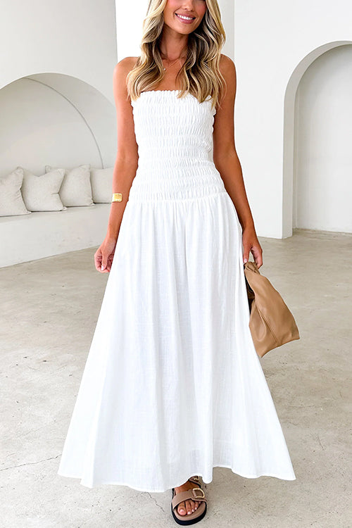 Variant image for Dam Maxiklänning Stropplös Med Rufflar i Bomull och Polyester-1