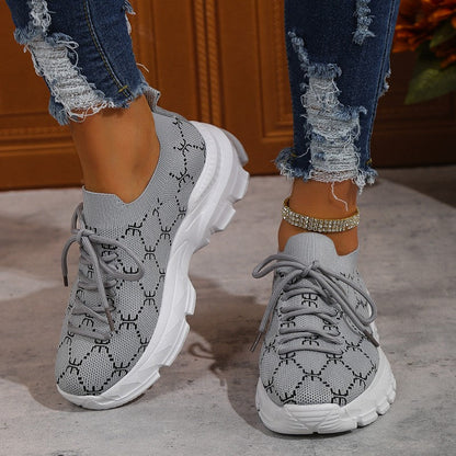 Variant image for Dam Sneakers Casual Andningsbar Mesh Komfortabel Design-17