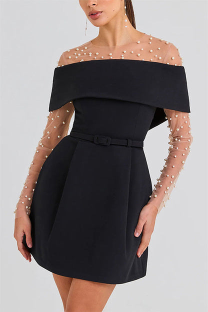 Damklänning A-linjeformad Off-Shoulder Bomull och Polyester-4