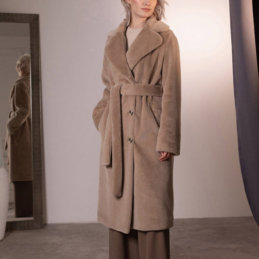 Lång Vinterjacka Dam Varm Design Högkvalitativ Textil-1