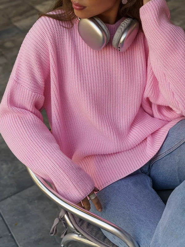 Dam Tröja Överdimensionerad Mjuk Akryl Varm-3