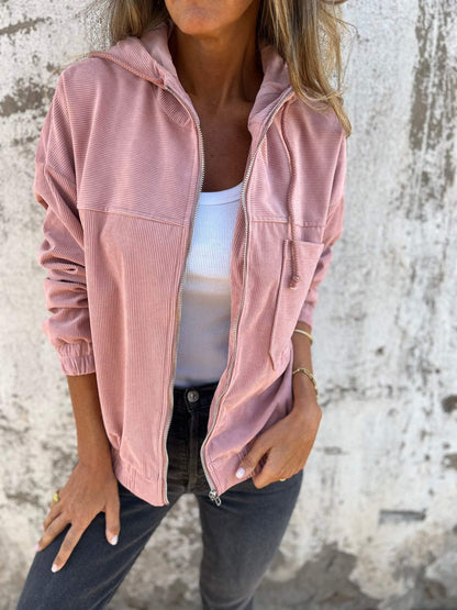 Damjacka Casual Vit Huva Blixtlås 100% Polyester-3