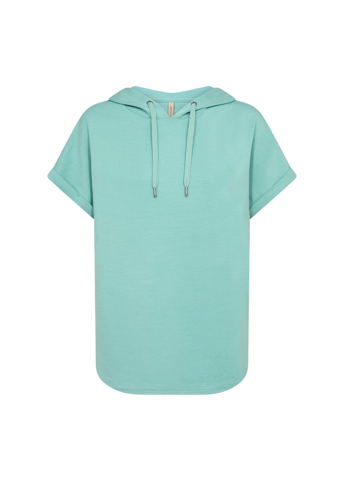 Dam Sweatshirt Lätt Huva Korta Ärmar Modal Polyester-3