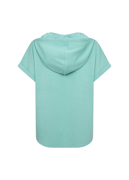 Dam Sweatshirt Lätt Huva Korta Ärmar Modal Polyester-4