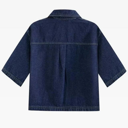Dam Jeansjacka Klassisk Denim med Framfickor 100% Bomull 3