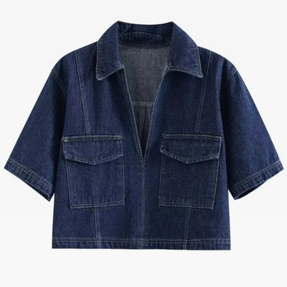 Dam Jeansjacka Klassisk Denim med Framfickor 100% Bomull 2
