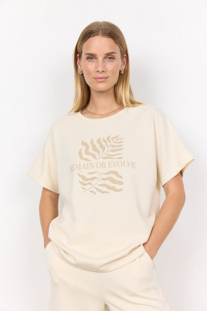 Dam T-shirt Överdimensionerad Modalblandning med Rund Halsringning-1