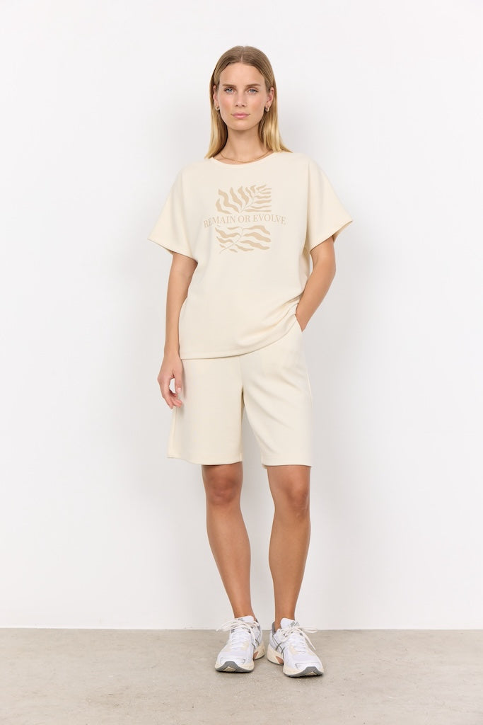 Dam T-shirt Överdimensionerad Modalblandning med Rund Halsringning-4