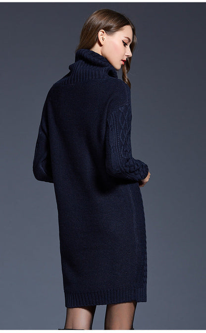 Kvinnors Lång Klänning Turtleneck Akrylblandning Slim Fit-3