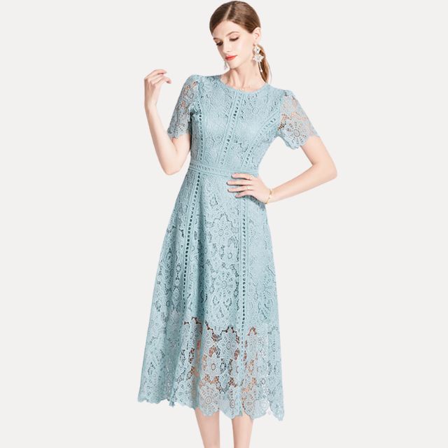 Variant image for Kvinna Midi Klänning med Toppdetaljer i Högkvalitativ Spets-3