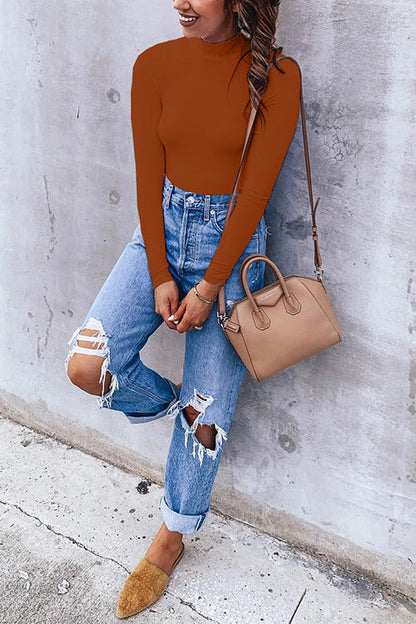 Dam Festtopp Mockneck Långa Ärmar Slim Fit Bomull Polyester-2