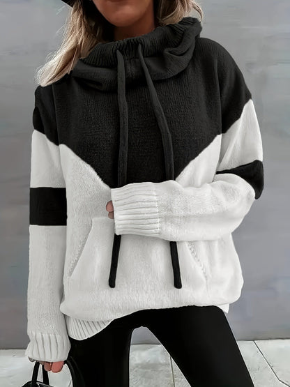 Variant image for Dam Färgblock Hoodie Justerbar Huva Hållbart Tyg-3