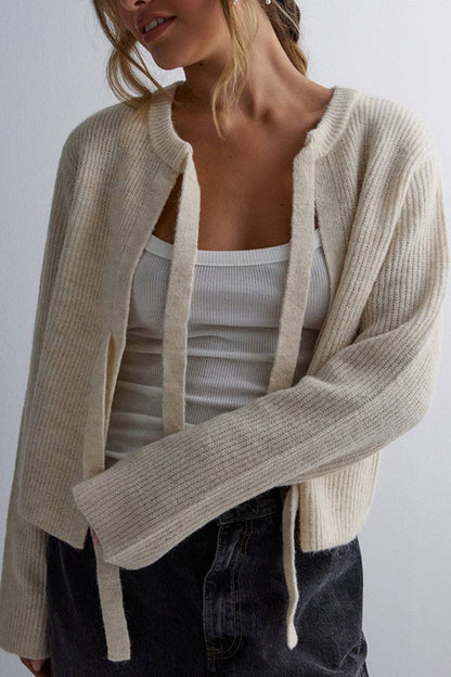 Kvinnors Cardigan Snörning Stickad Elegant Höst-1