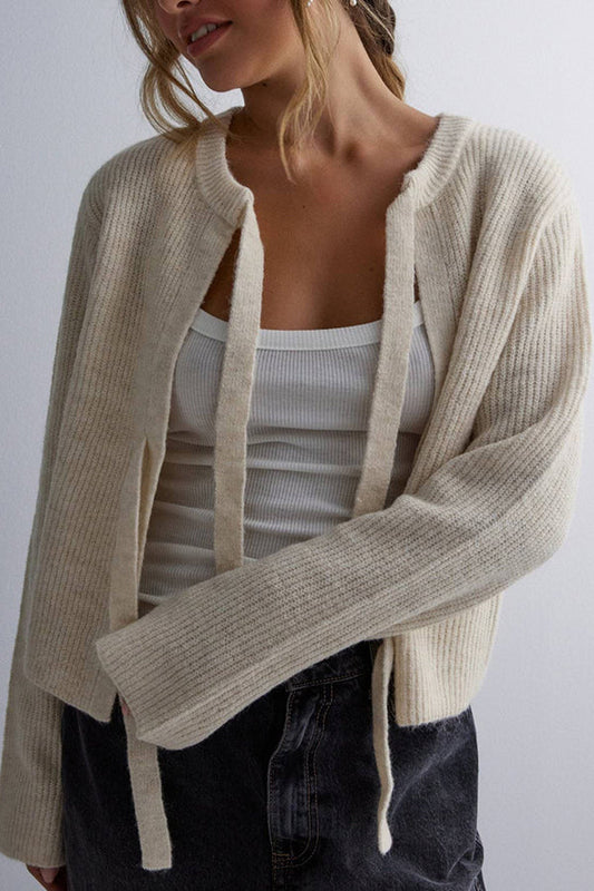 Kvinnors Cardigan Snörning Stickad Elegant Höst-1