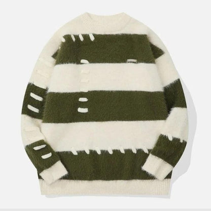 Variant image for Dam Tröja Fluffig Mohair med Ränder Avslappnad Passform-6