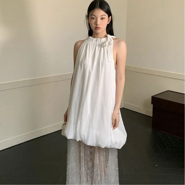 Damklänning Lång Ärmlös Tyll Lapptäckdesign Elegant-2